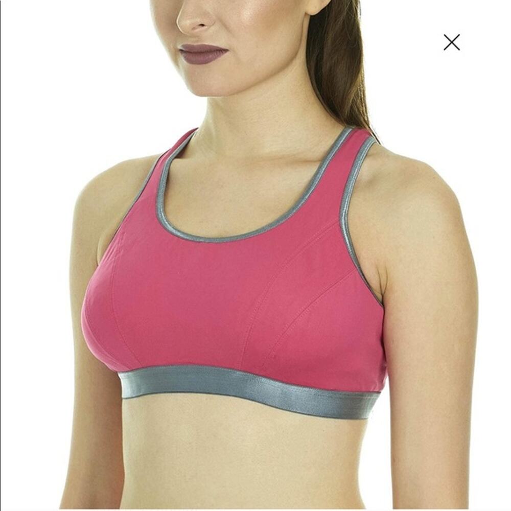 NWT Shock Absorber Hot Pink Gray Cross-Back Sports Bra Women's Size 36C